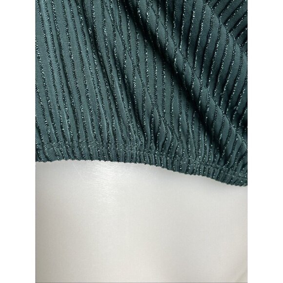 Sloane & Sadie Dressy Top Blouse Deep Emerald Green Metallic Ribbing Size M - Picture 6 of 7